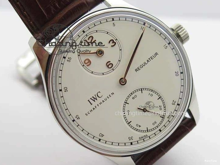 MIROTIME 0511 Sustainable Portuguese IW5444 SS White Dial RG Numbers On Brown Leather Strap A 7256